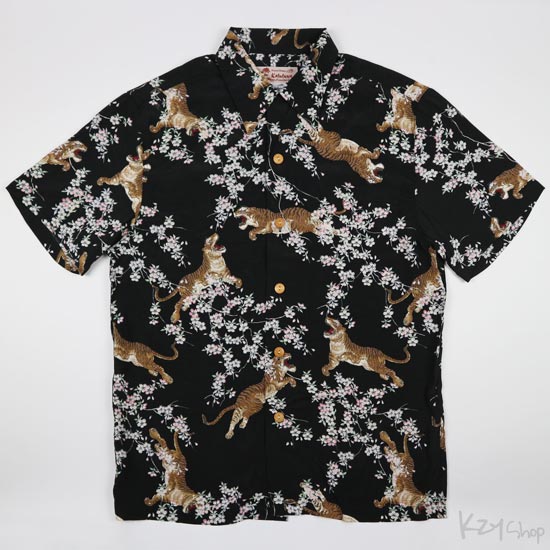 เสื้อฮาวายลายญี่ปุ่น Kaluluwa ลาย เสือกับดอกซากุระ