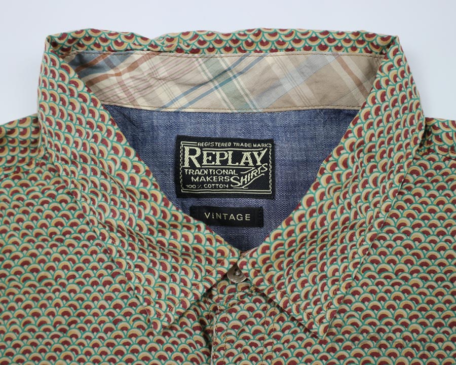 เสื้อฮาวายลายญี่ปุ่น REPLAY ลาย มังกร ดอกไม้ ต้นไผ่