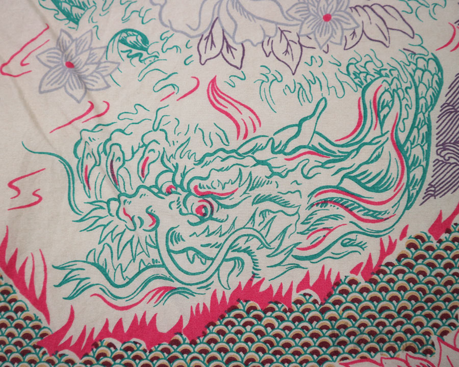 เสื้อฮาวายลายญี่ปุ่น REPLAY ลาย มังกร ดอกไม้ ต้นไผ่