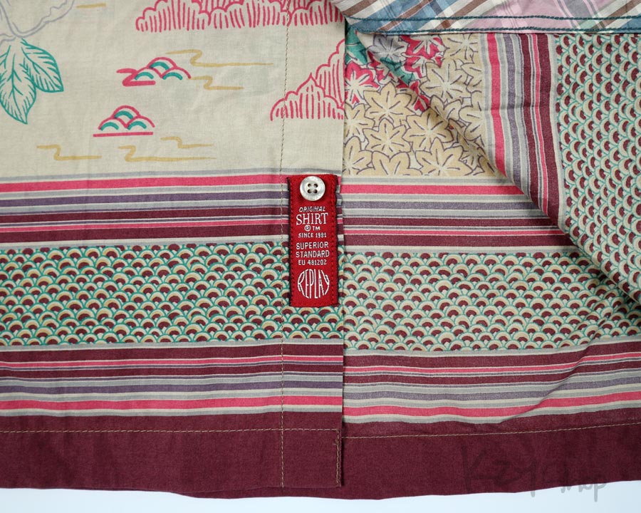 เสื้อฮาวายลายญี่ปุ่น REPLAY ลาย มังกร ดอกไม้ ต้นไผ่