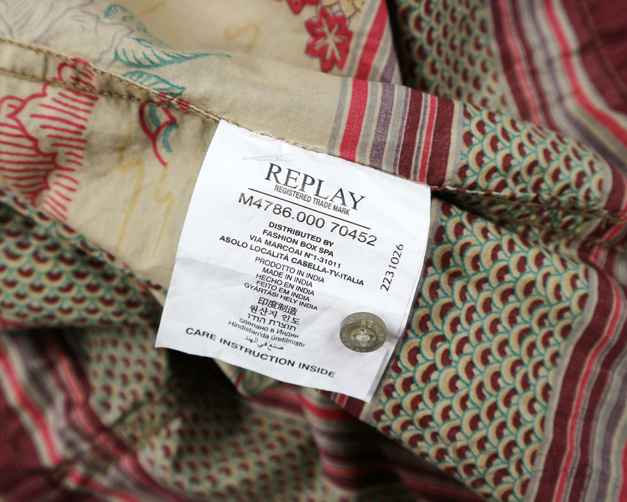 เสื้อฮาวายลายญี่ปุ่น REPLAY ลาย มังกร ดอกไม้ ต้นไผ่