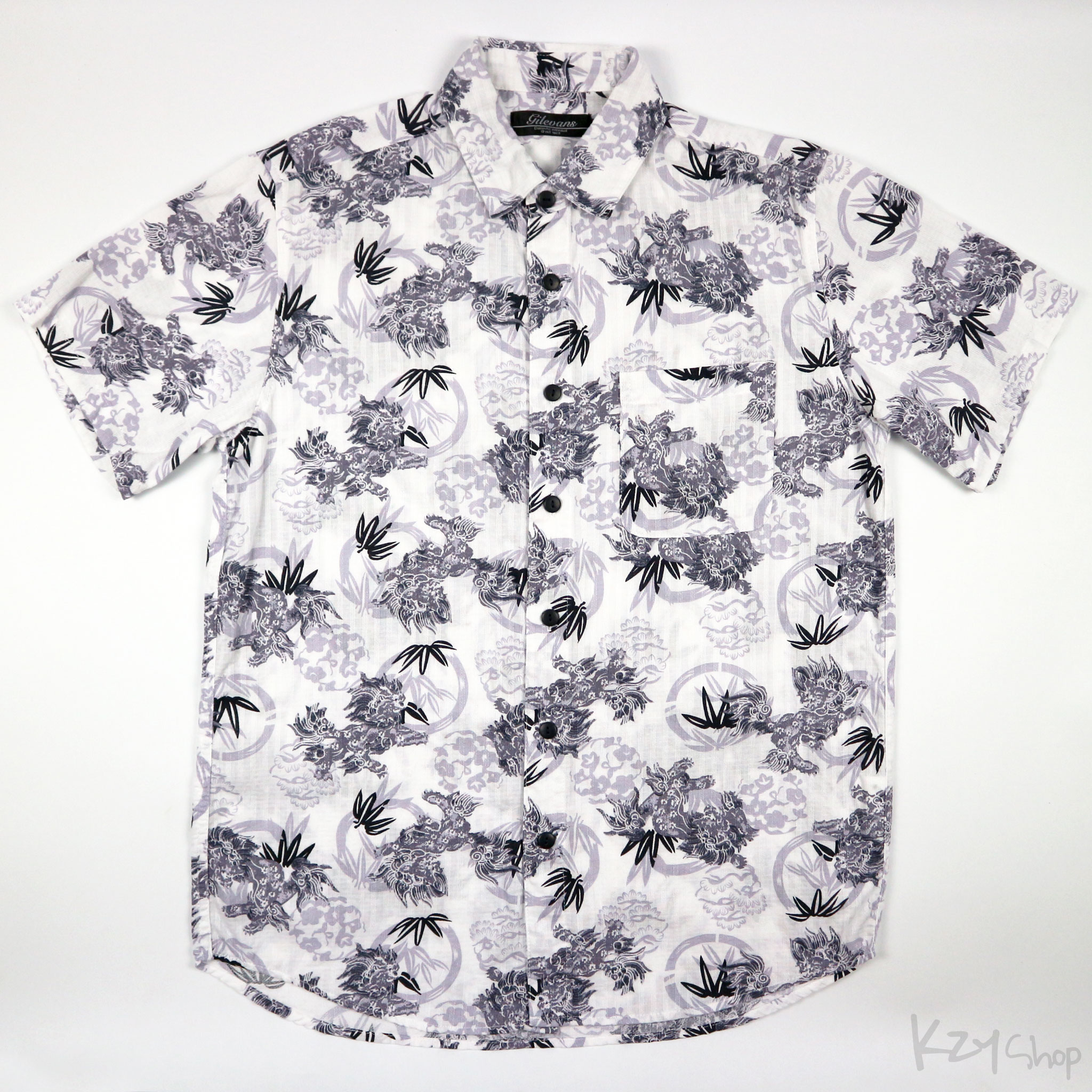 เสื้อฮาวายลายญี่ปุ่น gilevans ลาย สิงห์ ดอกไม้