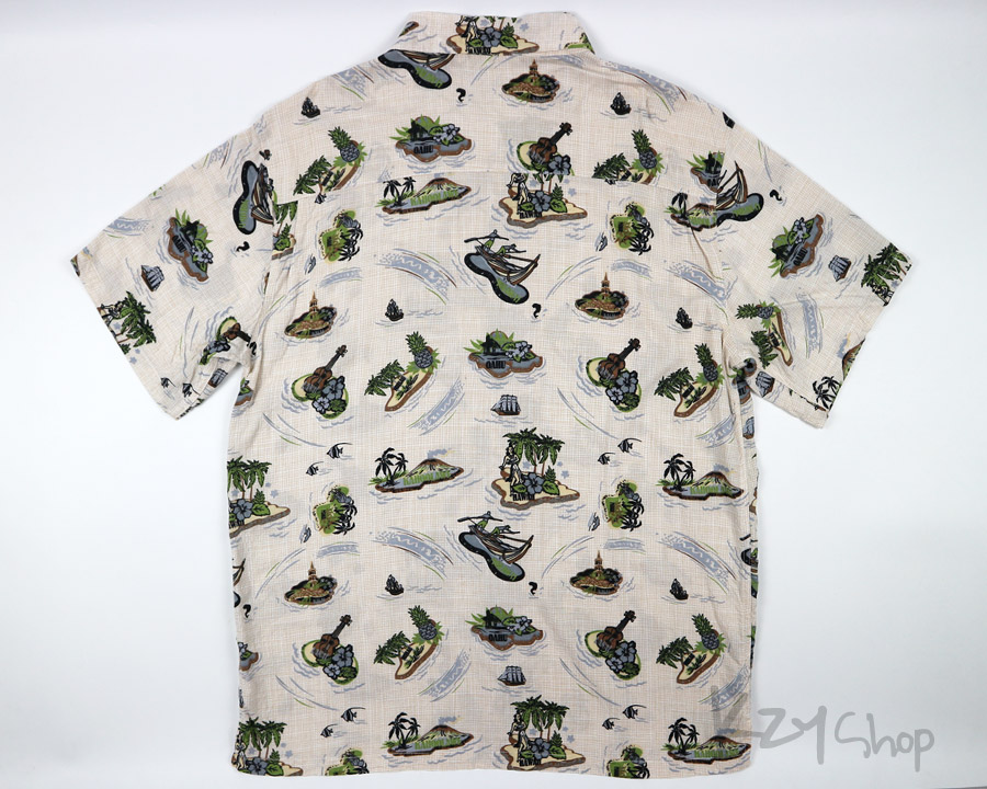 เสื้อฮาวาย PINO BAZZO ลาย เกาะ สาวฮูล่า อูคูเลเล่