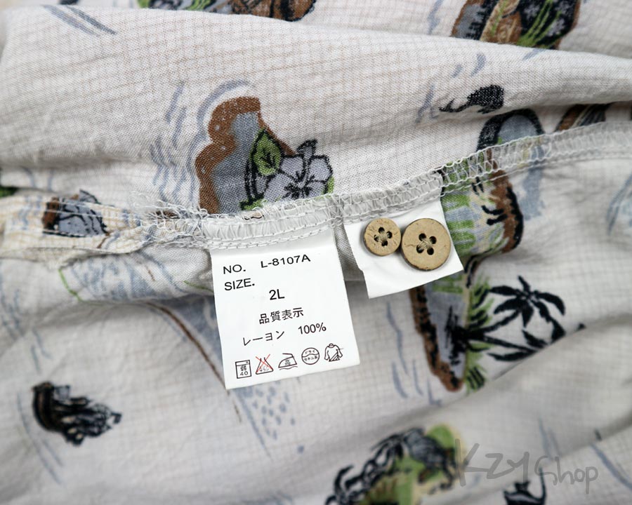 เสื้อฮาวาย PINO BAZZO ลาย เกาะ สาวฮูล่า อูคูเลเล่