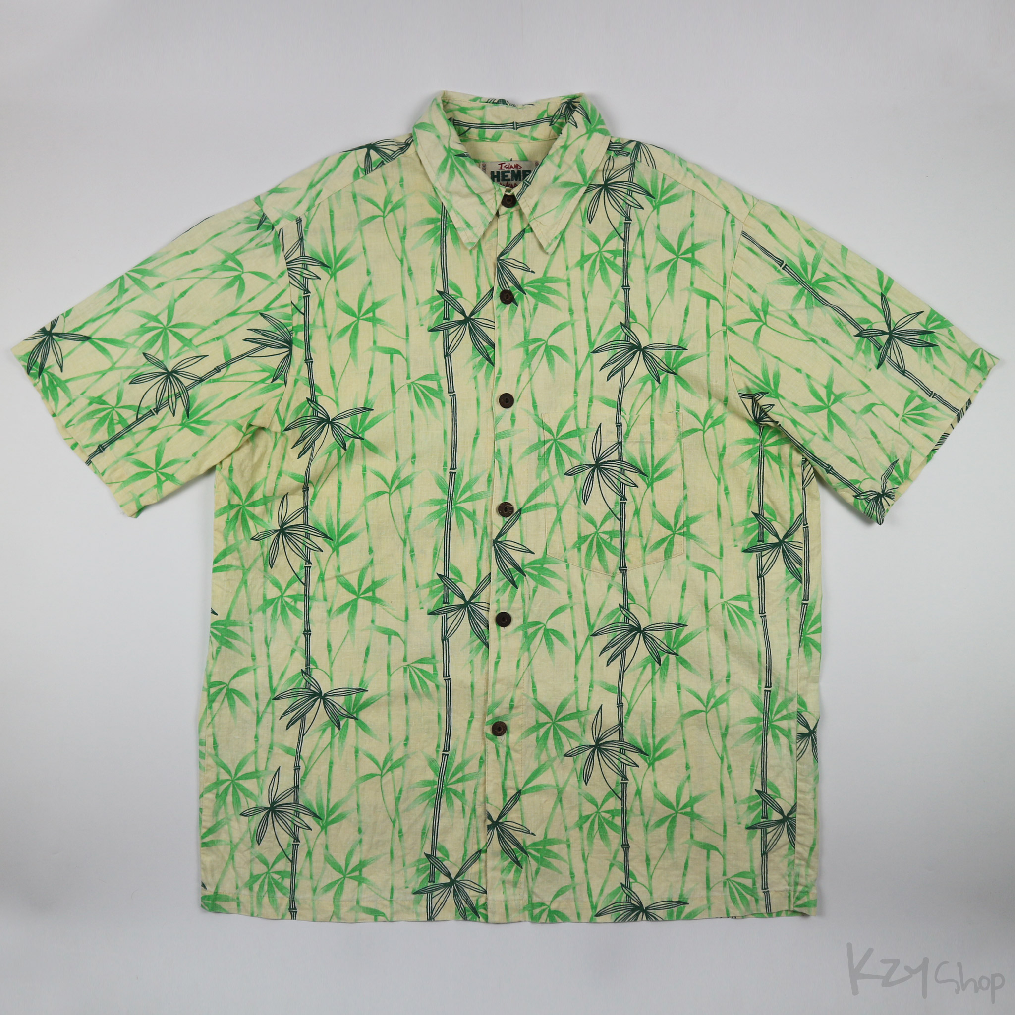 เสื้อฮาวายลายญี่ปุ่น Island HEMP Wear - Yellow Bamboo
