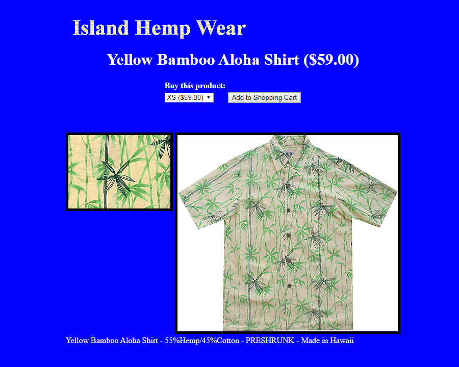 เสื้อฮาวายลายญี่ปุ่น Island HEMP Wear - Yellow Bamboo