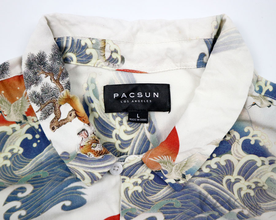 เสื้อฮาวายลายญี่ปุ่น PACSUN ลาย เสือกับนกกระเรียน