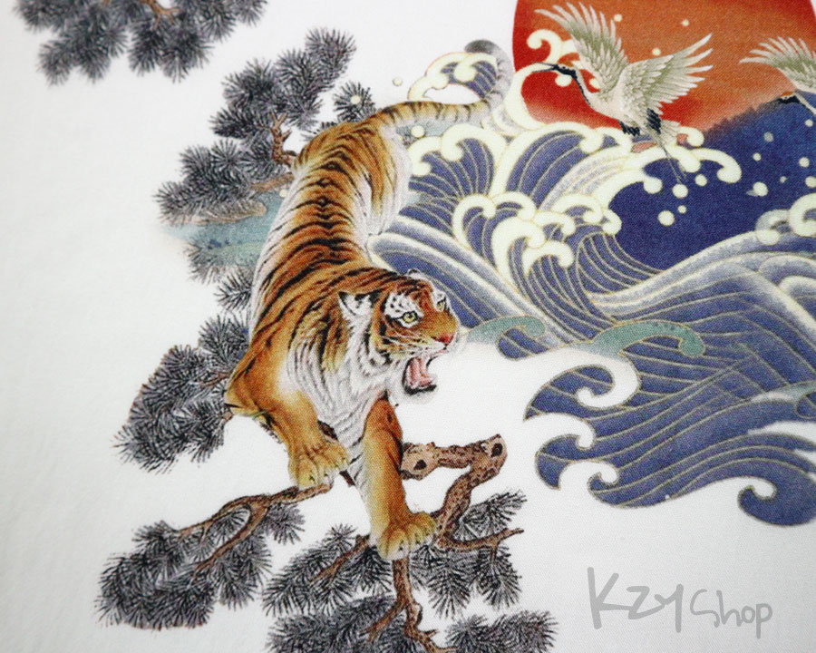 เสื้อฮาวายลายญี่ปุ่น PACSUN ลาย เสือกับนกกระเรียน