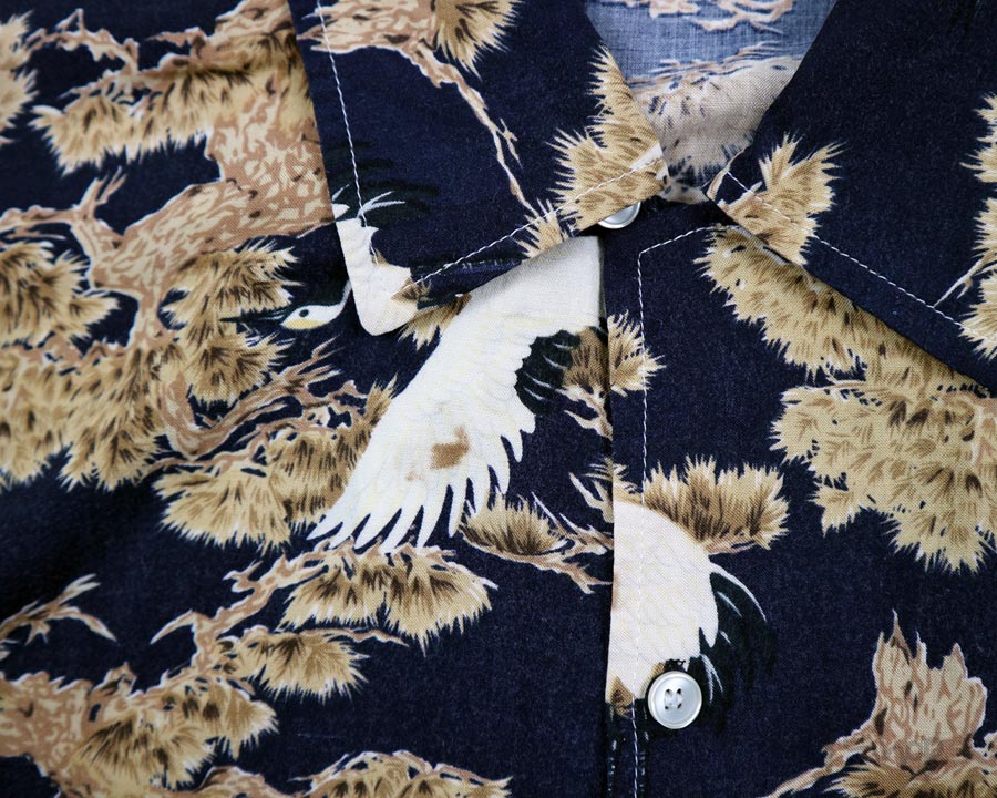 เสื้อฮาวายลายญี่ปุ่น ลาย นกกระเรียน