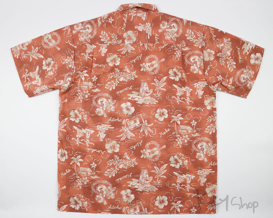 เสื้อฮาวาย Moelleuse ลาย aloha สาวฮูล่า อูคูเลเล่