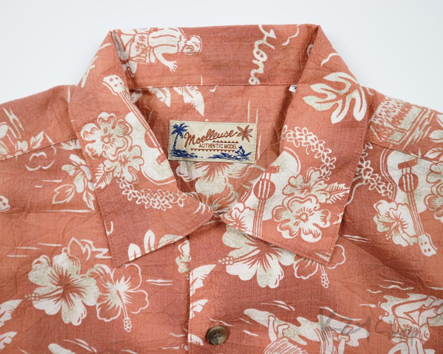 เสื้อฮาวาย Moelleuse ลาย aloha สาวฮูล่า อูคูเลเล่