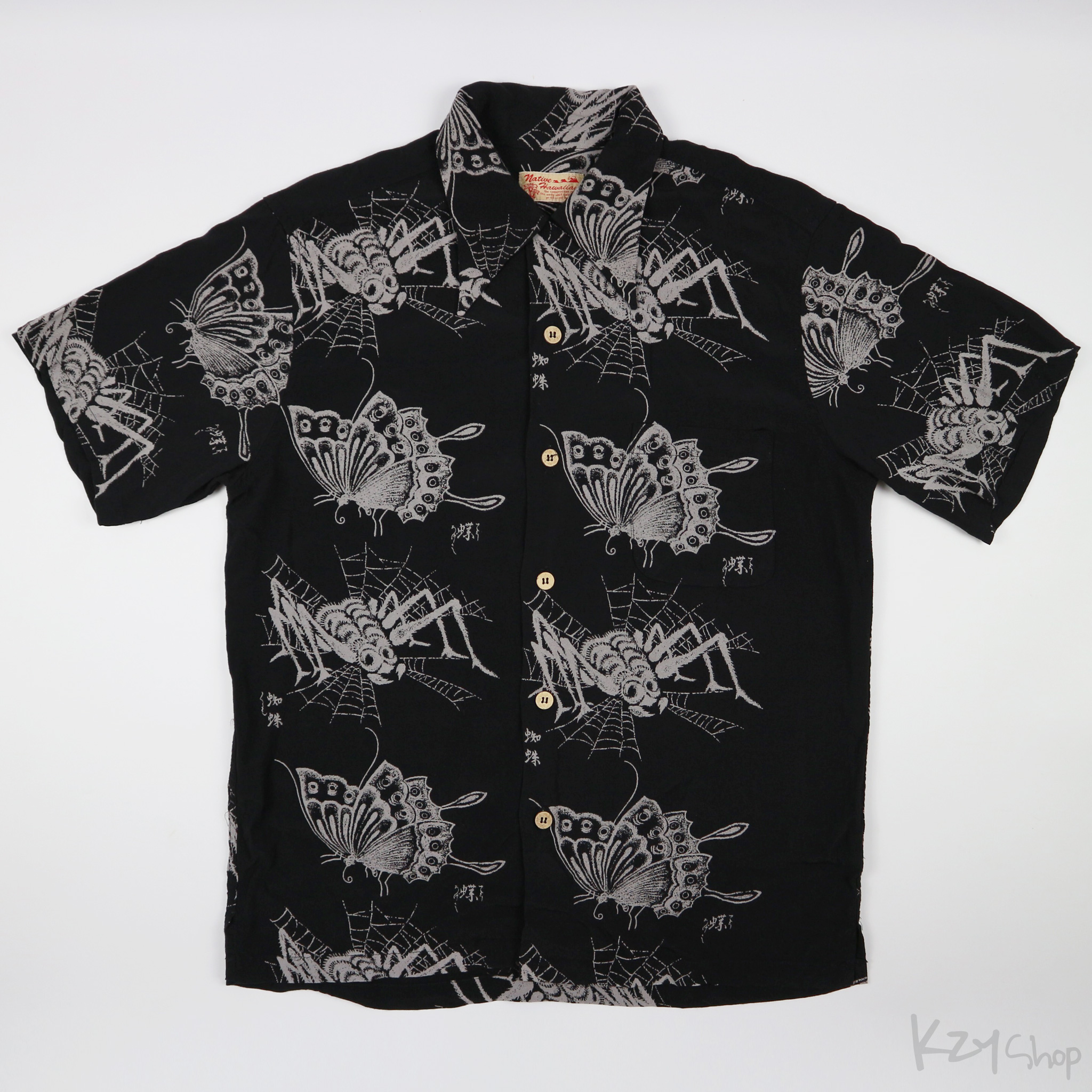 เสื้อฮาวายลายญี่ปุ่น Native Hawaiian - SPIDER & BUTTERFLY