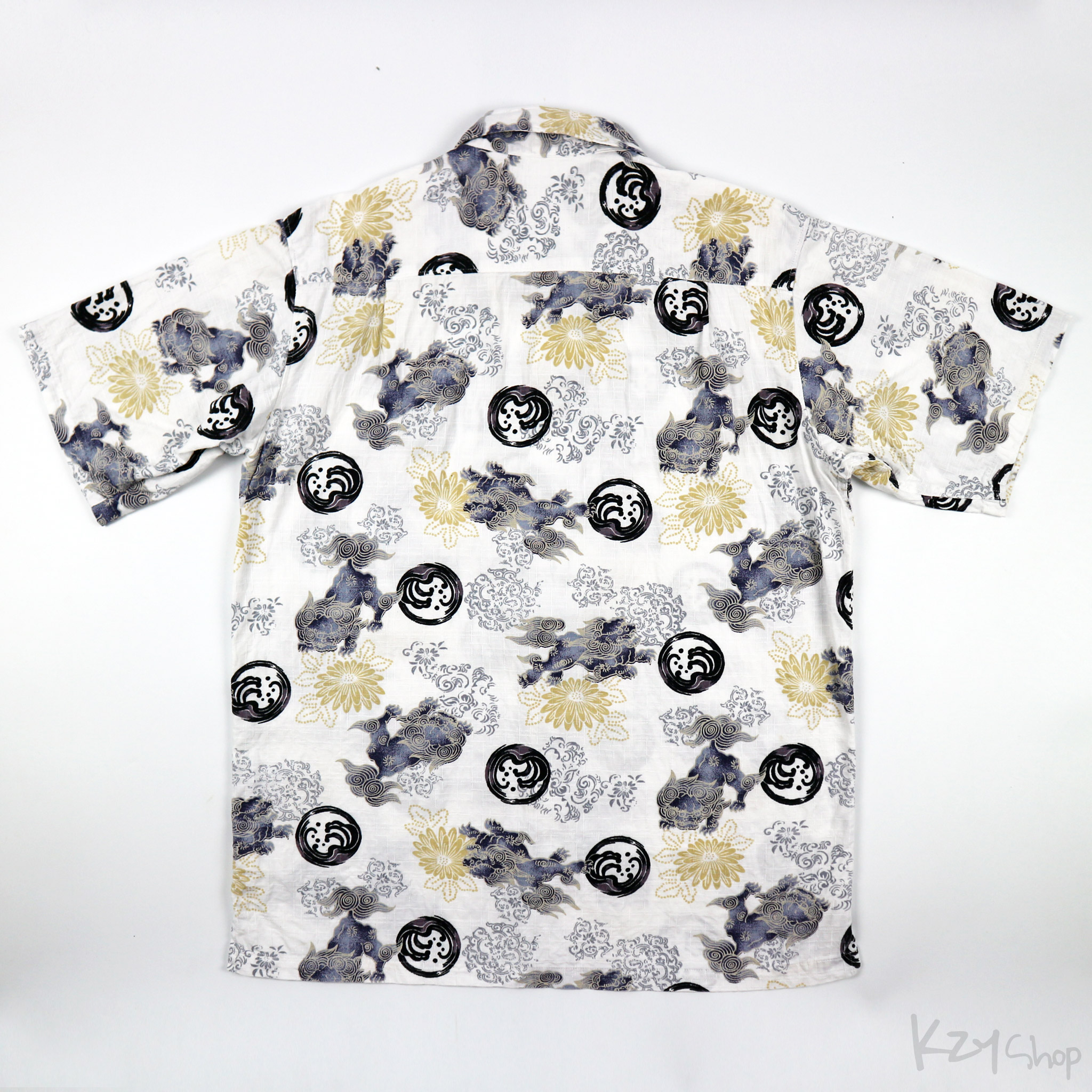 เสื้อฮาวายลายญี่ปุ่น Beach Pal ลาย สิงห์ ดอกไม้