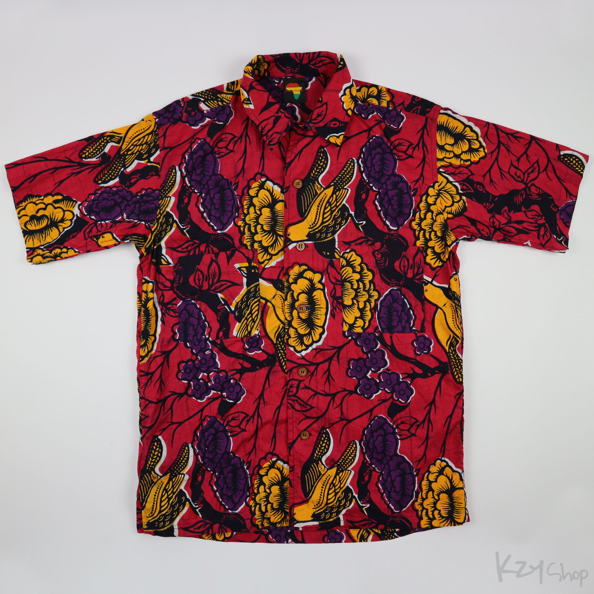  เสื้อฮาวายลายญี่ปุ่น Africa Textile ลาย นก ดอกซากุระ