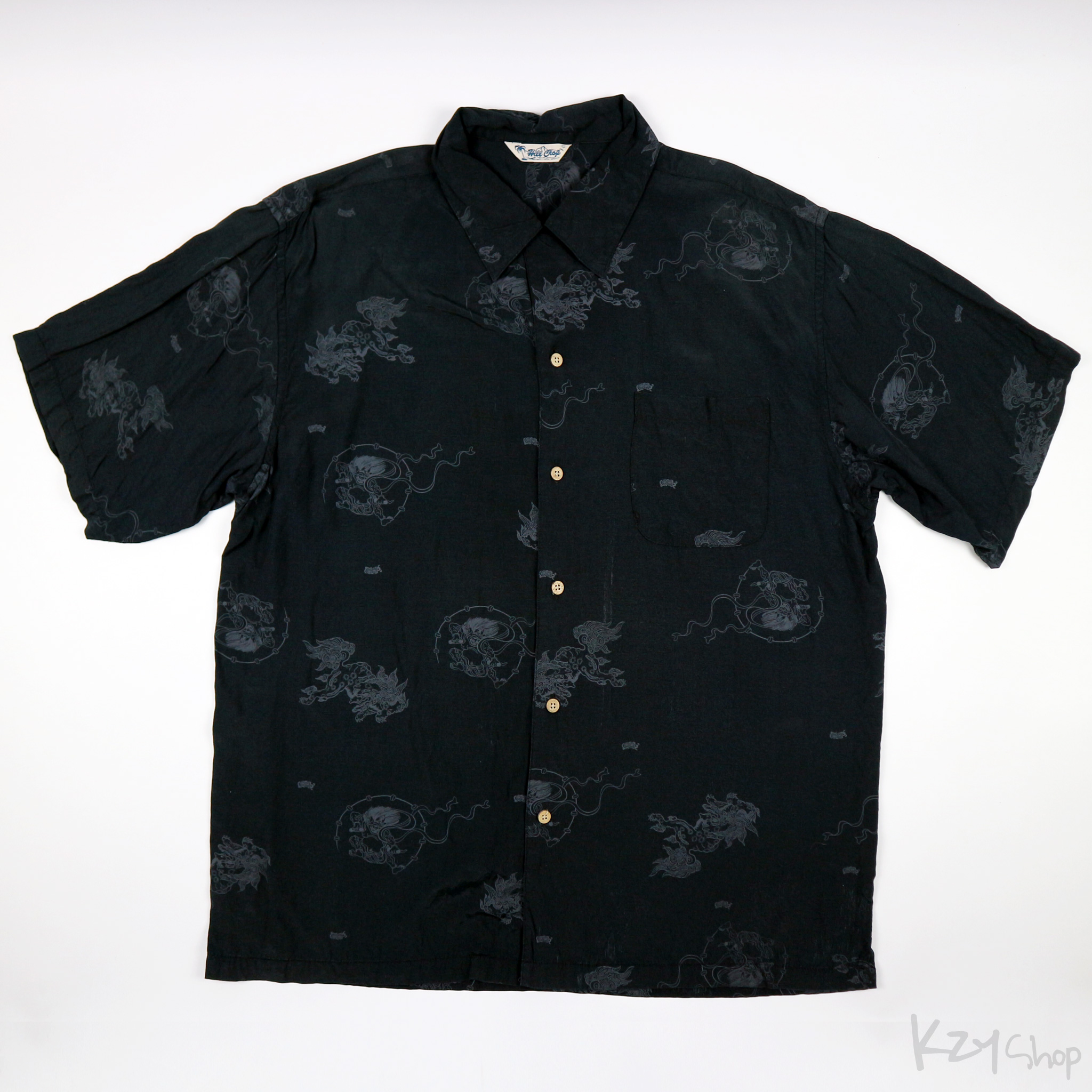 เสื้อฮาวายลายญี่ปุ่น Hill Crop - Raijin (Black)