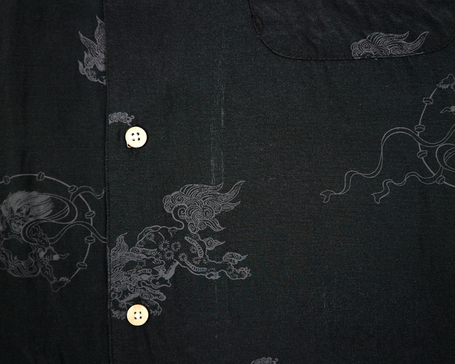 เสื้อฮาวายลายญี่ปุ่น Hill Crop - Raijin (Black)