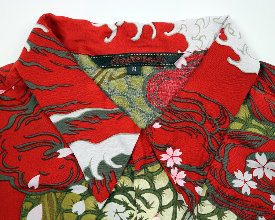 เสื้อฮาวายลายญี่ปุ่น satori - Dragon & Cherry Blossom and Wave