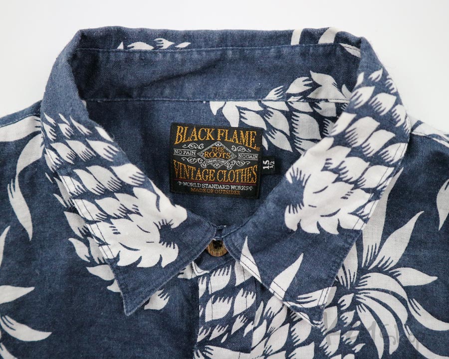  เสื้อฮาวาย BLACK FLAME ลาย สับปะรด