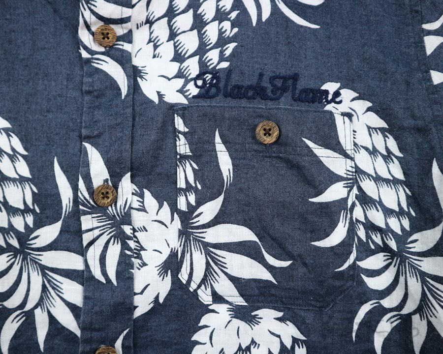  เสื้อฮาวาย BLACK FLAME ลาย สับปะรด