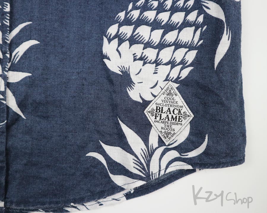  เสื้อฮาวาย BLACK FLAME ลาย สับปะรด