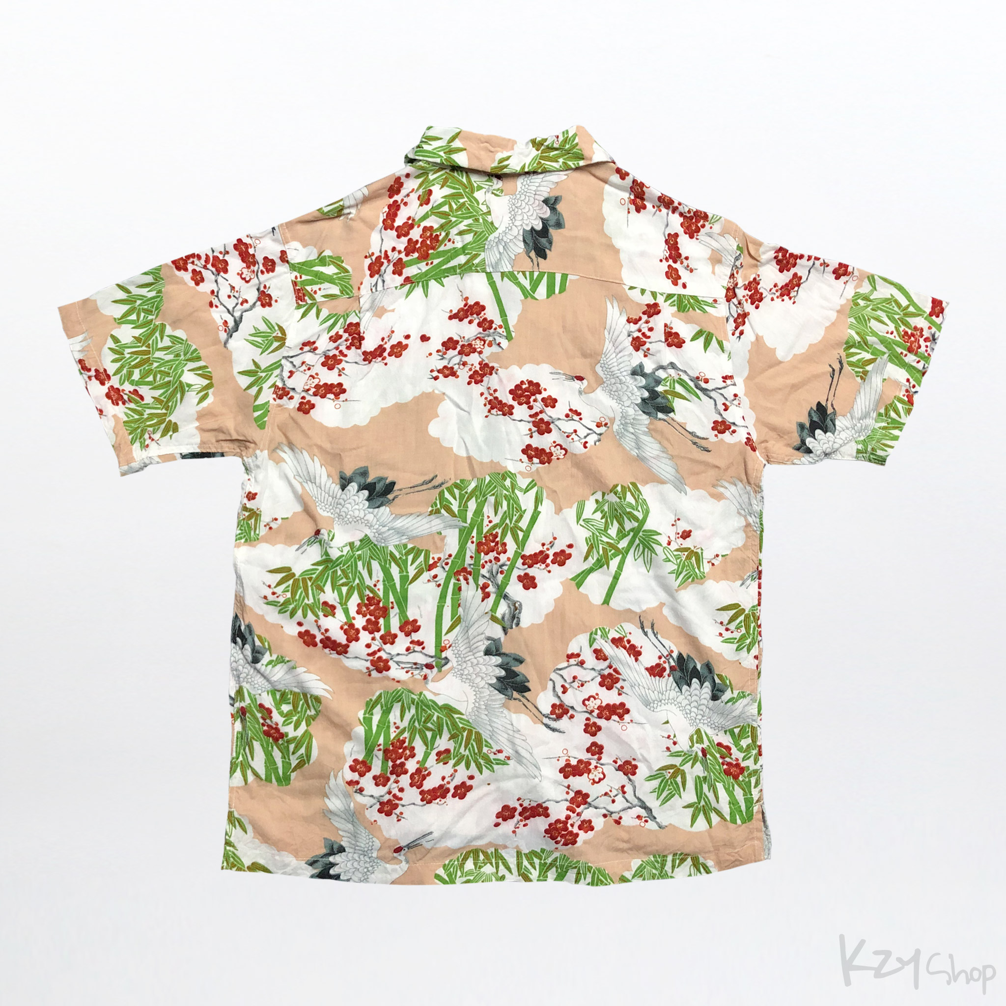 เสื้อฮาวายลายญี่ปุ่น Dreamy Island ลาย นกกระเรียน