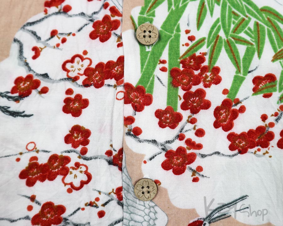 เสื้อฮาวายลายญี่ปุ่น Dreamy Island ลาย นกกระเรียน