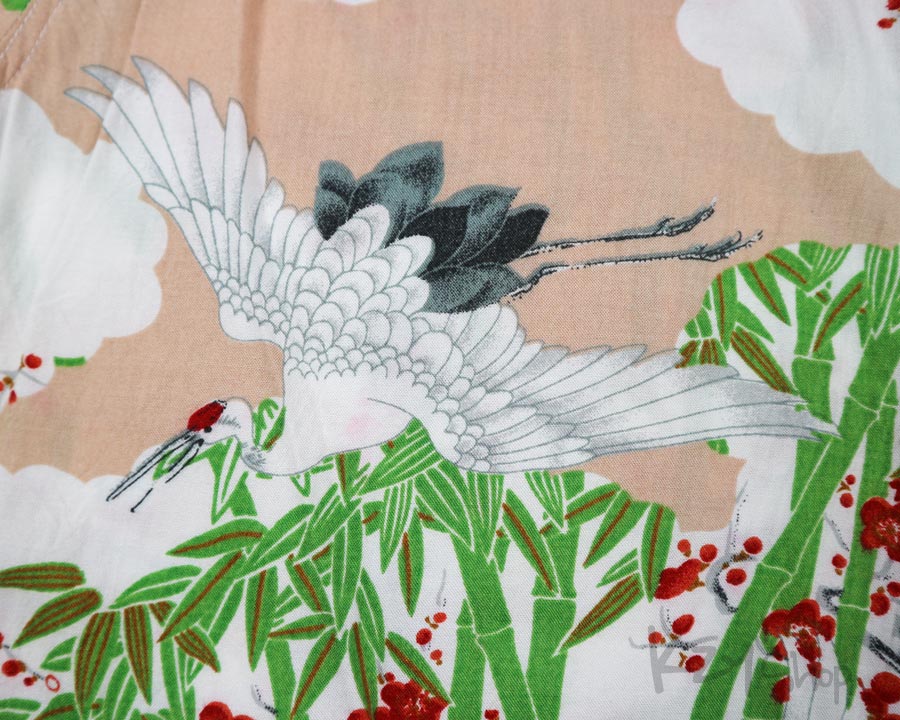 เสื้อฮาวายลายญี่ปุ่น Dreamy Island ลาย นกกระเรียน